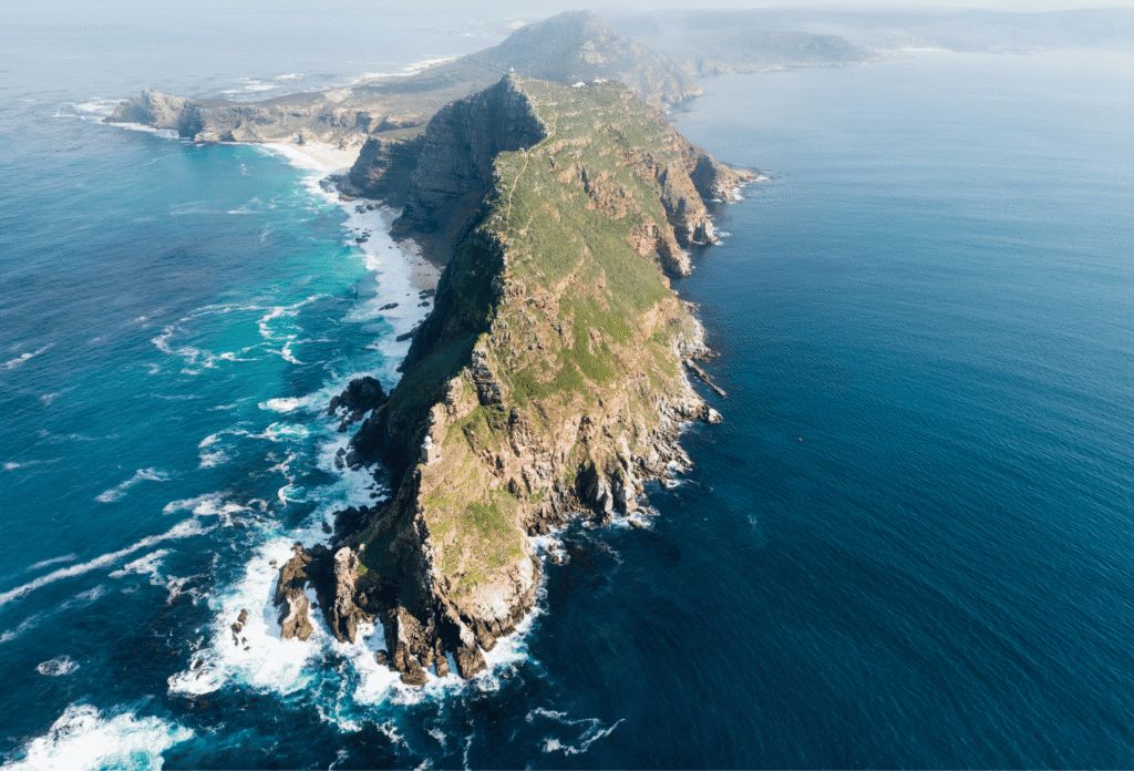 Vue aérienne de Cape Point et de la péninsule du Cap